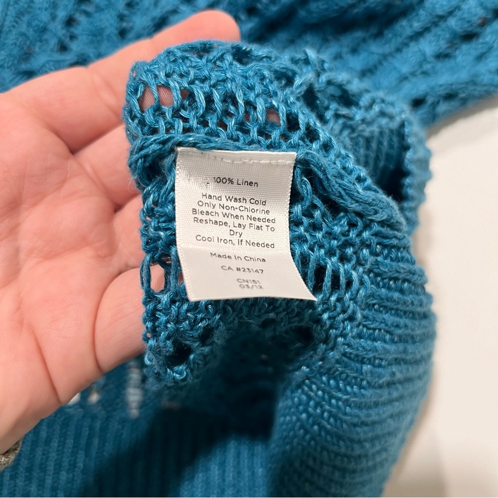 Talbots Pretty Business Casual Green/Blue Cardigan Crochet Long Sleeve 3X - Picture 4 of 6